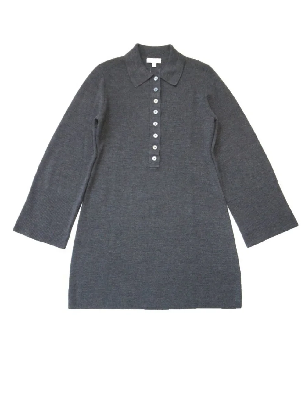 NWT J.Crew Bell-sleeve Mini Sweater Dress in Heather Carbon Merino Wool M